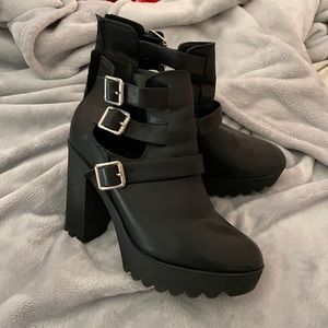 Heeled Buckle Booties
